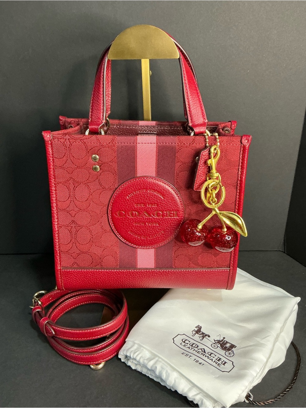 Coach Outlet Dempsey Tote 22 and Coach Cherry Charm
